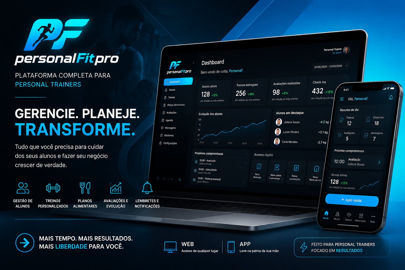 Sistema PersonaFitPro — Plataforma completa para personal trainers